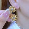 S925 Silver Needle Purple Zircon Flower Stud Earring for Ladys Girls Fashion Elegant Studs Women Earring Jewelry Gift