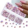 1Box Aurora Mix Sizes Ss6-ss20 Glass Non Hot Fix Rhinestone Flat Back Crystal Stone Strass Glitters Nail Diamond For DIY Garment