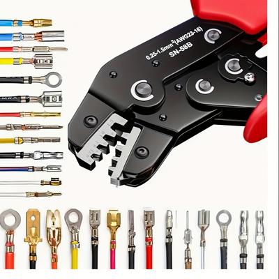 SN-58B Инструмент для обжима с храповым механизмом для 0,25-1,5 мм AWG (24-16) - Совместим с разъемами Dupont, TE, JST, Molex - Идеален для надежной фиксации электрических проводов