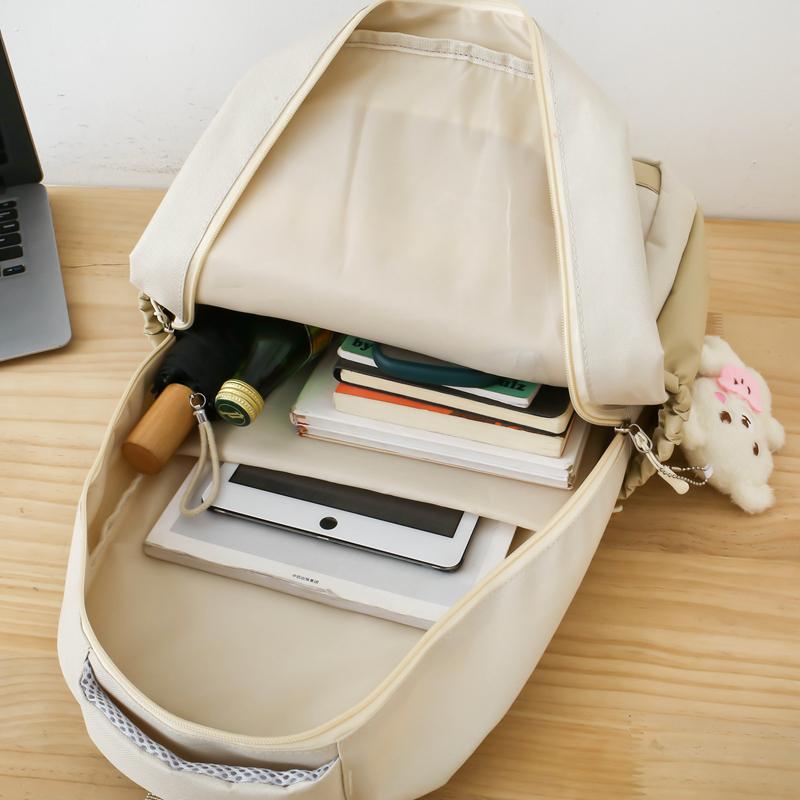 Школьный портфель, комплект из нескольких предметов, контрастный цвет, унисекс, рюкзак большой вместимости для кампуса для старшеклассников