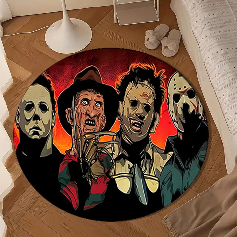 Halloween Horror Night Round Rug for Livingroom,Bedroom, Palyroom, Chair Rug, Area rug, Circle Carpet, Large Size Fan Christmas gift