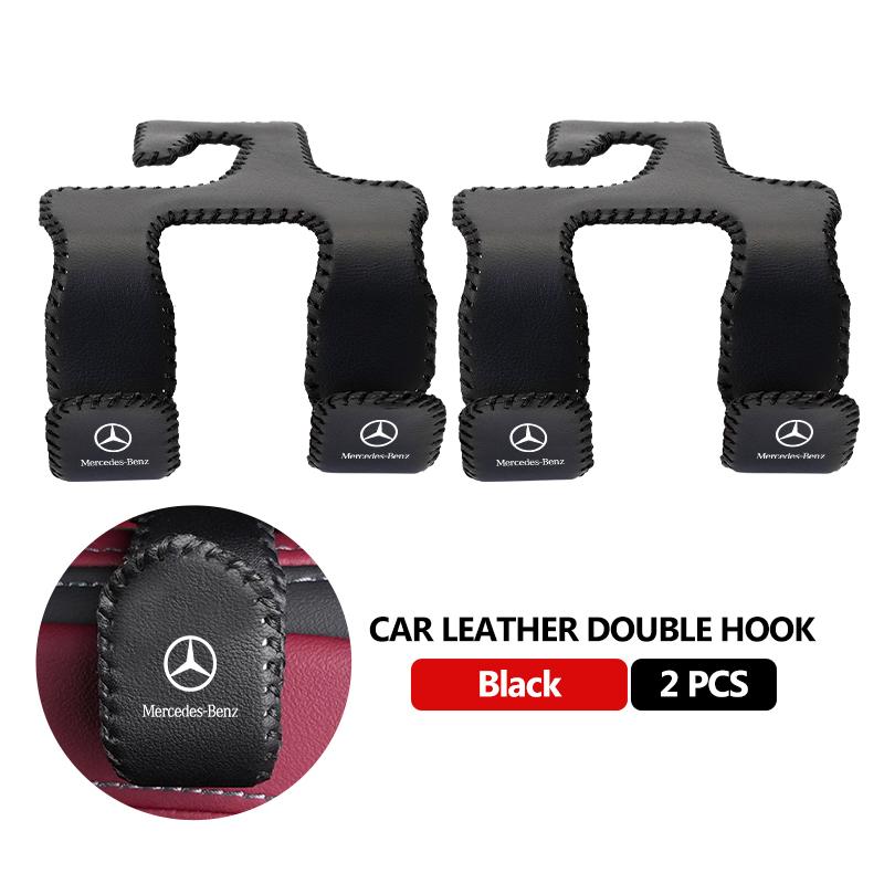 Car Back Seat Hook Headrest Leather Hanging Rear Row Hanger For Mercedes Benz W202 W212 W126 W140 W168 W177 CLS GLE GLC GLS CLA FVWXY1