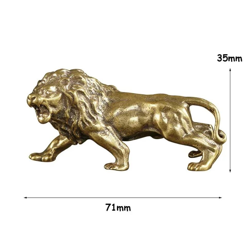 1 Pcs Vintage King Style Bronze Finish Brass Zodiac Tiger Sculpture Cast Metal Desktop Ornament for Living Room or Office Decor