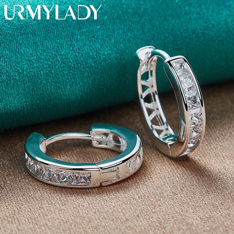 Серьги из стерлингового серебра 925 пробы с круглым цирконом для женских очаровательных ювелирных изделий