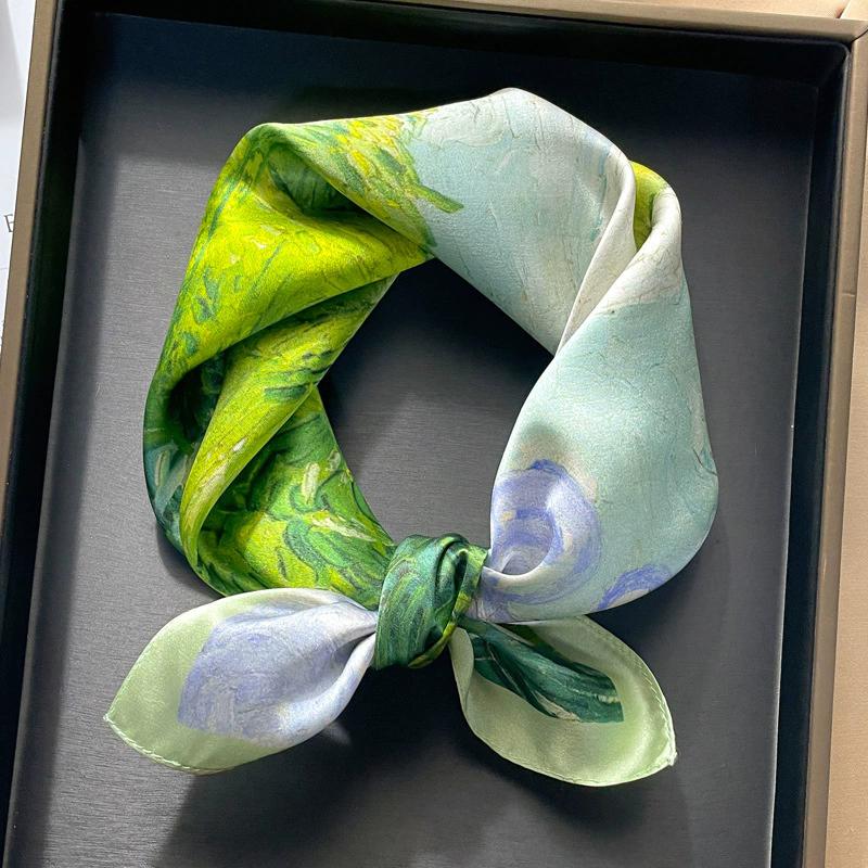 New 100% Natural Real Silk Scarf Women Bandana Square Scarves Wrap Kerchief Mulberry Fashion Luxury High Quality Hijab For Lady