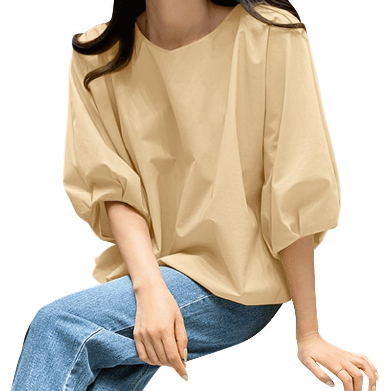 ZANZEA Женская летняя повседневная свободная блузка с круглым вырезом и рукавом 3/4