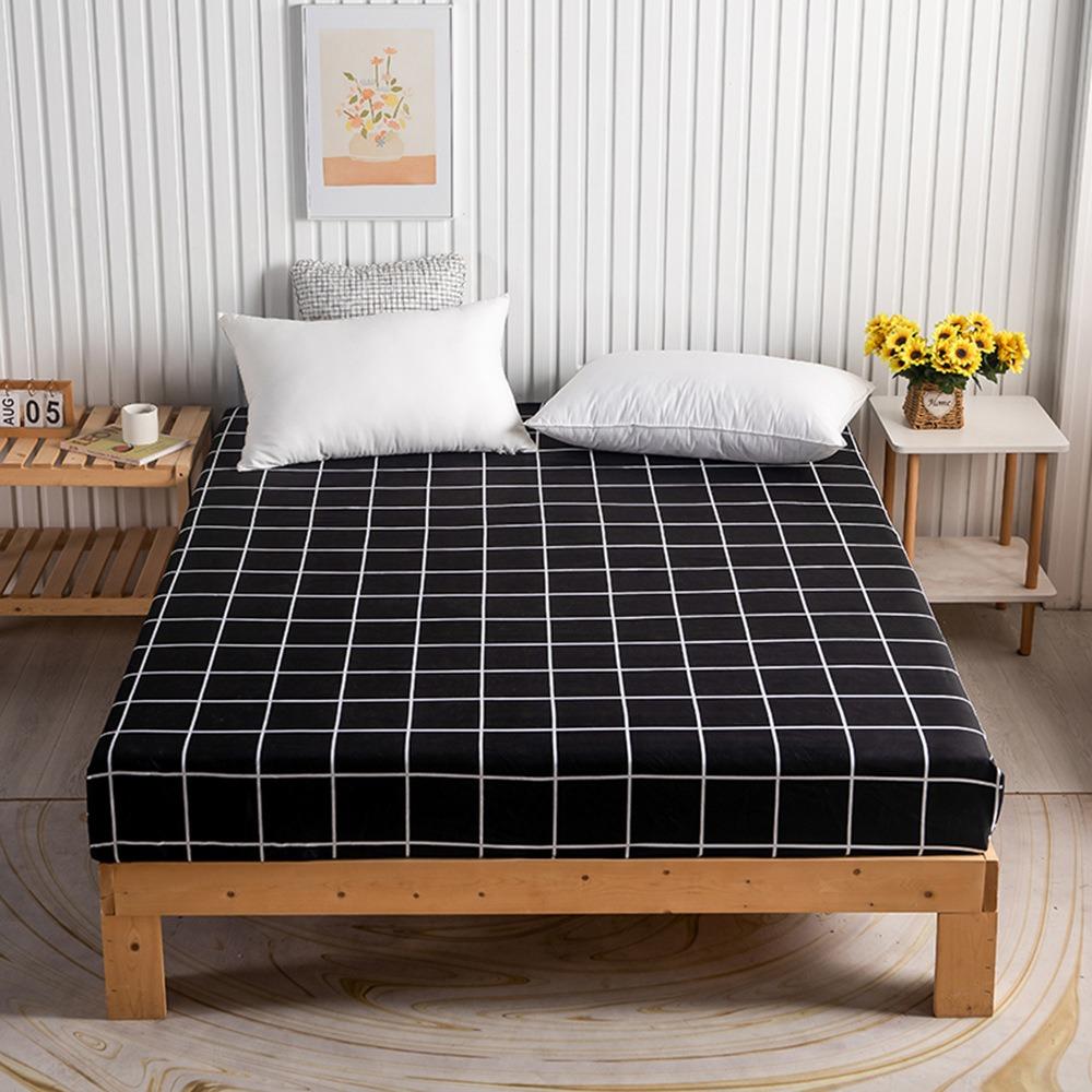 Printed Fitted Mattress Cover Dustproof Protector Sheet For Single Double Queen King Bed 1Pc