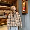 Retro Plaid Short Down Cotton Coat for Women Winter New Thickened Short Puffer Coat Cotton Coat
