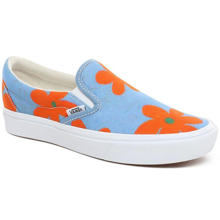 Vans Ines Longevial X Слипоны Comfycush Оранжевый Цветочный Узор Низкие Кеды для Скейтбординга Женские Кроссовки Синие VN0A3WMDSXJ