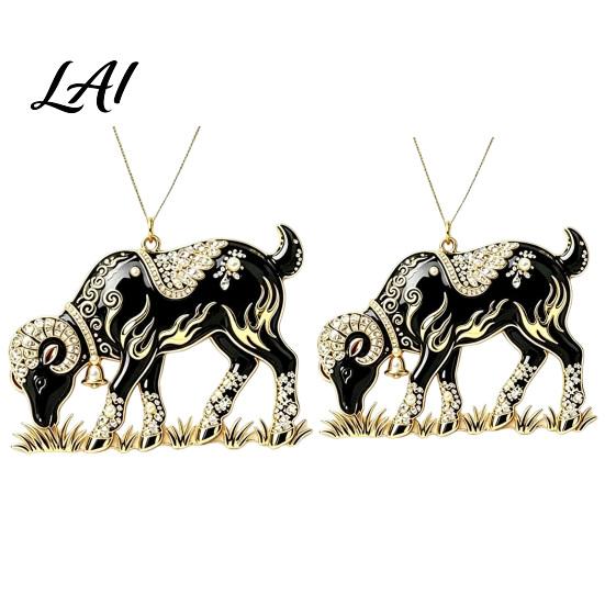 Gift for Goat Lovers 2Pcs 2D Hanging Ornaments Acrylic Winged Pendants Year of Decoration The Auspicious Decorations Tree Mantel Home New