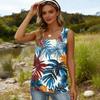 Женский топ-майка без рукавов с квадратным вырезом и тропическим принтом, свободного кроя, легкий, повседневный, летняя рубашка