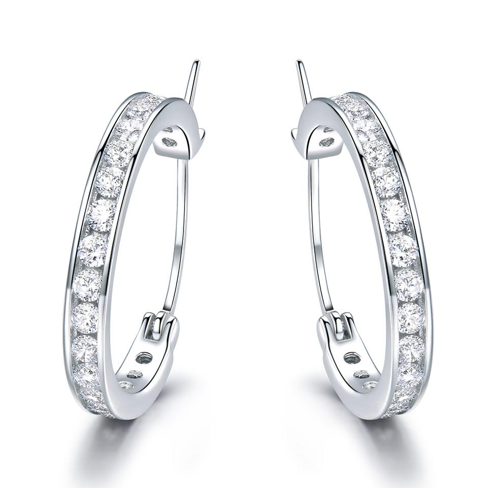 Женские серьги из стерлингового серебра 925 пробы с цирконием, серьги-кольца с белым цирконием