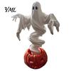 Glowing Ghost Ornament for Home Swirling Pumpkin Yard Lamp, Lighted Spooky Statue, Warm LED Outdoor Indoor Halloween Decorations Decor, Fall