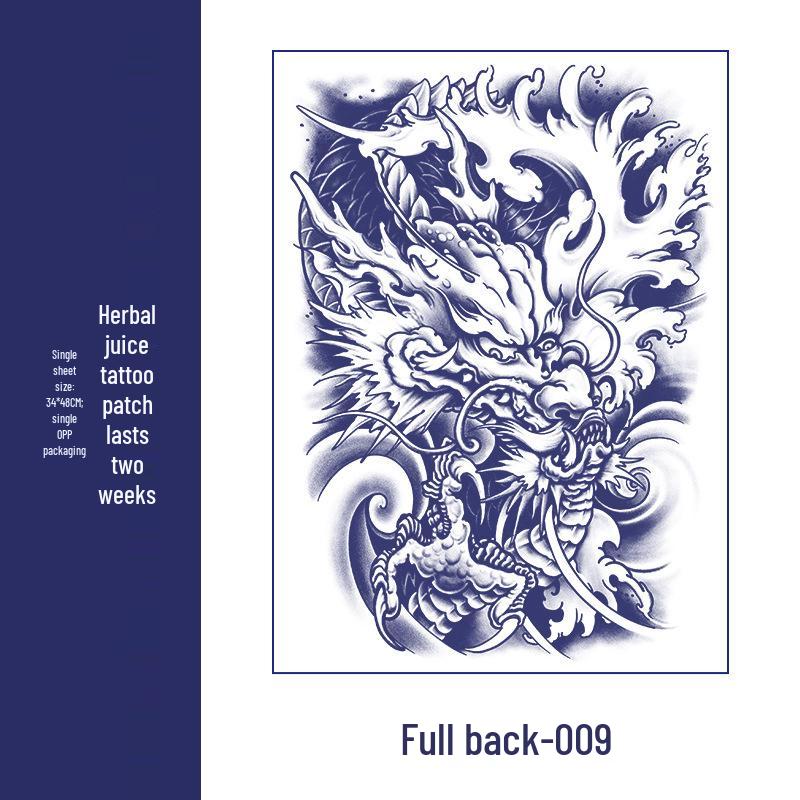 Waterproof Men's Herbal Tattoo Stickers: Full & Half Back, Long-Lasting, Large Floral Designs for Chest & Arm.