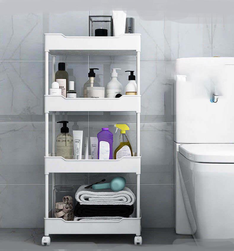 Тележка для хранения, многофункциональная, большая вместимость, экономия места, 3/4-уровневая передвижная напольная передвижная вертикальная полка для хранения для кухни
