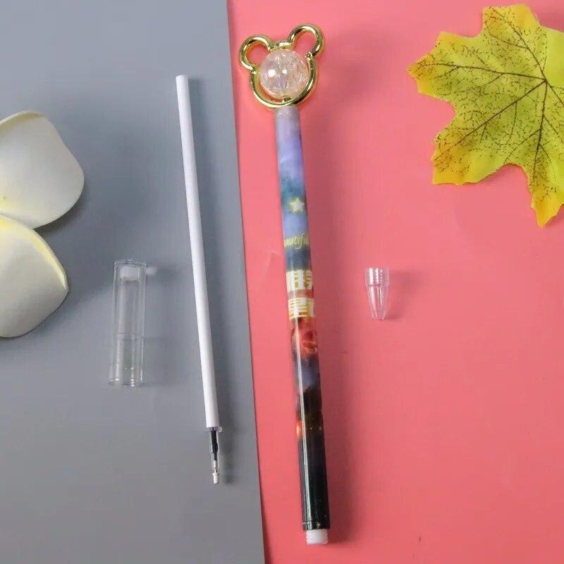 Cute Cartoon Crystal Bear Gel Ink Pens Kawaii Stationery Material Office School Supplies Kids Gifts 1 Piece