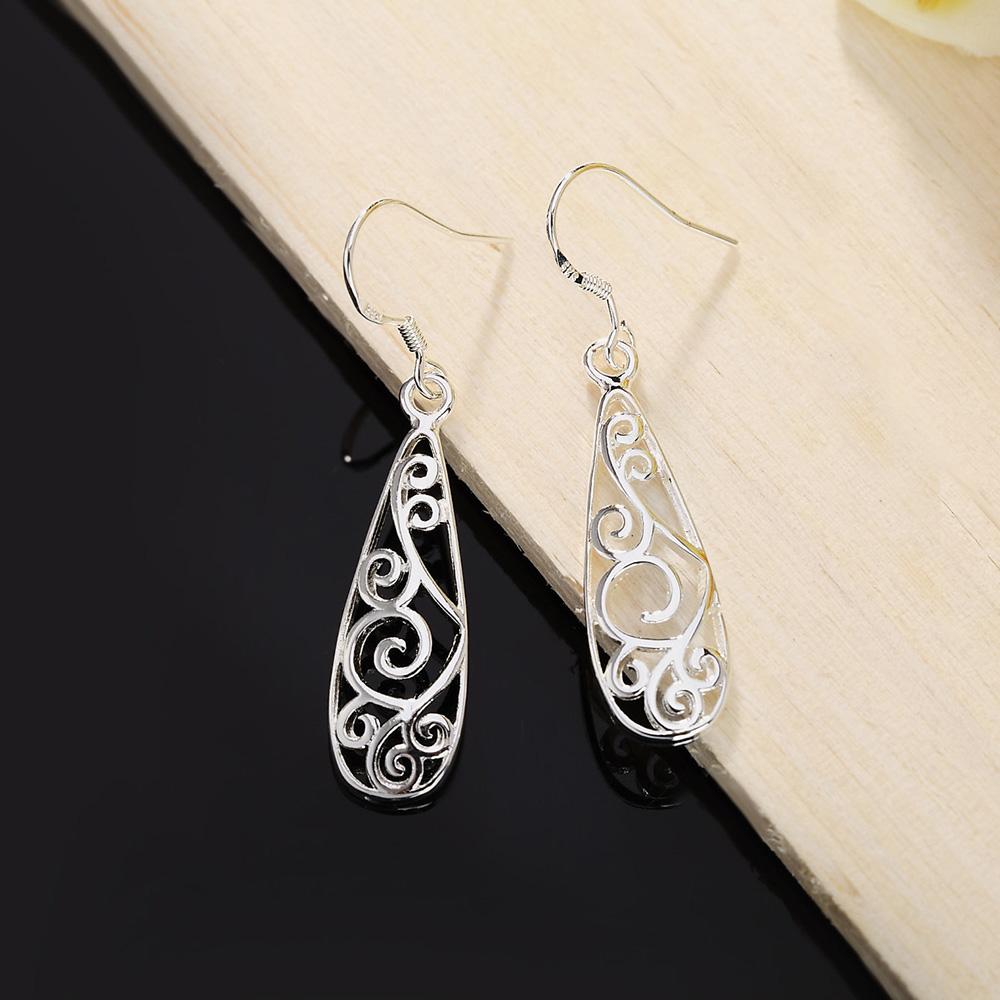 925 Sterling Silver Retro Geometric Pendant Piercing Earrings Fashionable Wedding Jewelry