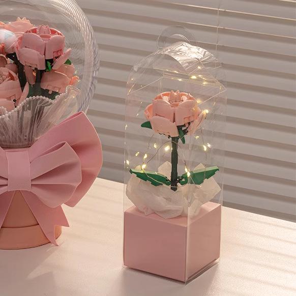 Трансграничные цветочные строительные блоки: Совместимый с Lego набор игрушек для сборки розы, подсолнуха и тюльпана