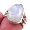 Natural Rainbow Moonstone Gemstone 925 Sterling Silver Two Tone Ring Size 6 Z9y13