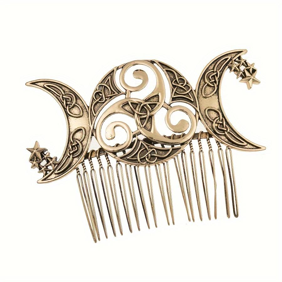 1pc of Vintage Dark Style Metal Double Moon Hair Comb Hair Accessory