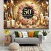 2D Elegant 50th Birthday Photography Backdrop, Rose Gold Floral Background
