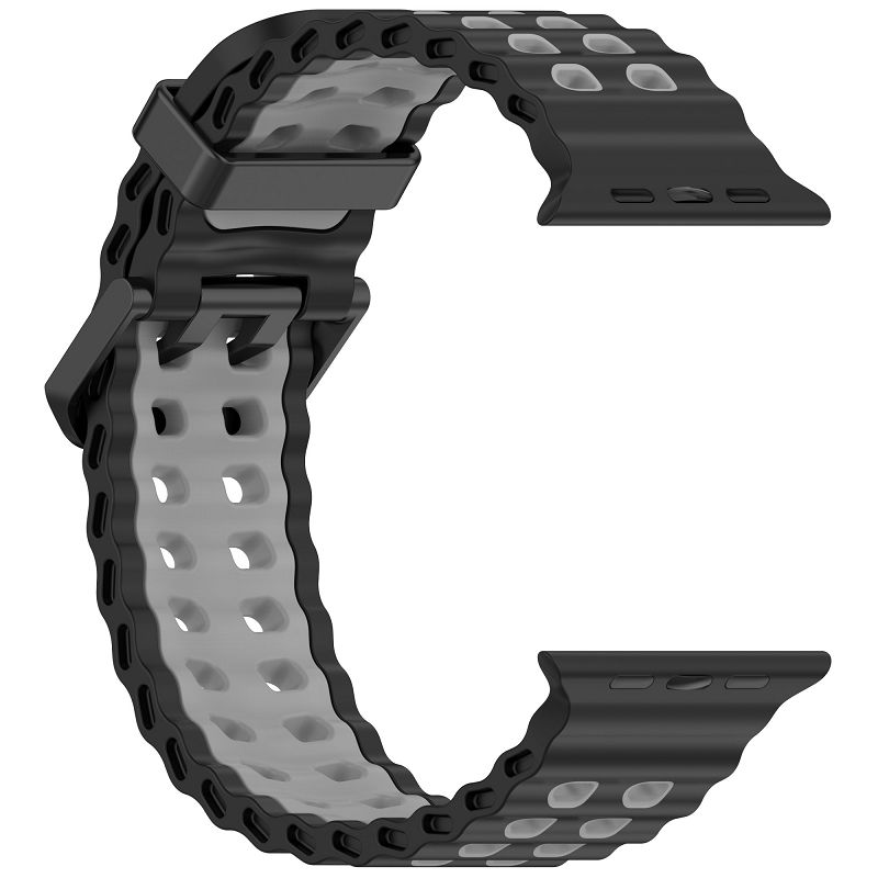 Rugged Silicone Strap for Apple Watch Ultra 2 Band 49 46 45 44mm Two-One Ocean Sport Band Breathable Bracelet for iWatch 10 9 8
