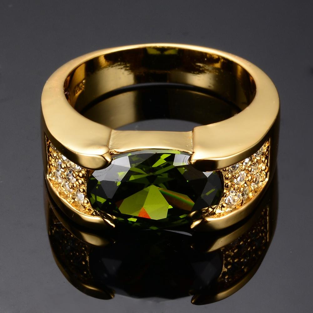 Модные ювелирные изделия золотого цвета, большие круглые овальные огранки, оливково-зеленый камень, кольцо для невесты, обручальные кольца для женщин, подарки на годовщину