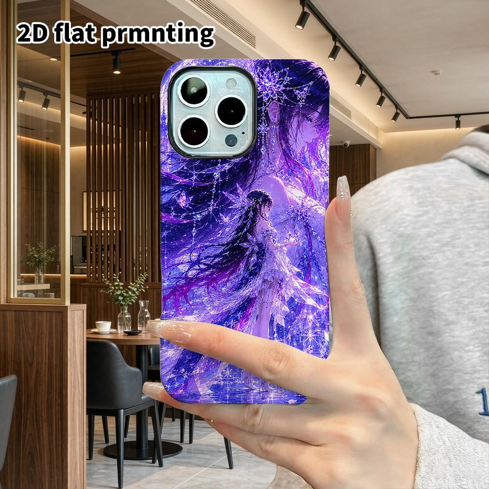Phone Case: 2D flat design suitable for iPhone 18 17 16 15 14 13 Pro film protective case, couple style, twin girls, Christmas and Halloween gifts
