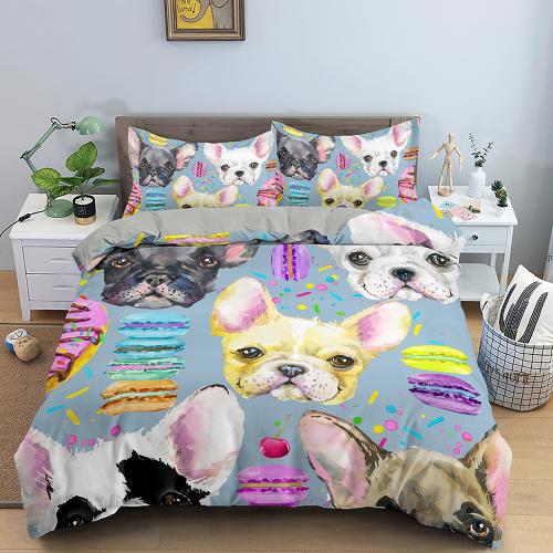 Комплект постельного белья «Французский бульдог» с милым пододеяльником и наволочкой с героями мультфильмов «Щенок»