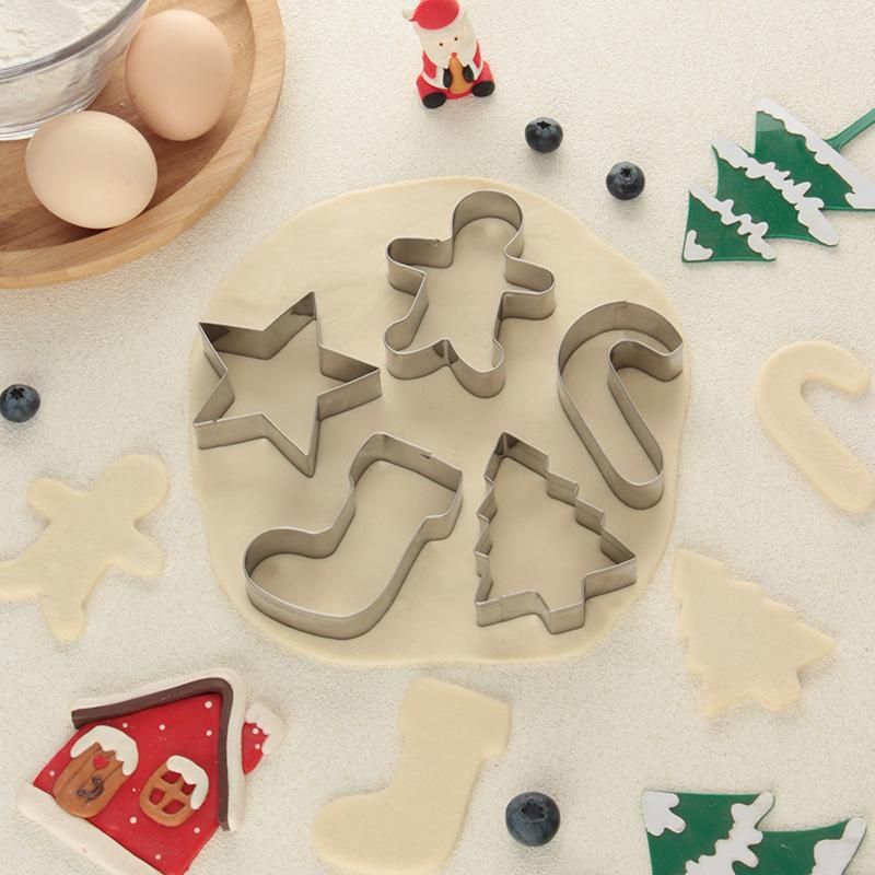 5-Piece Christmas Biscuit Mould Stainless Steel Biscuit Mould DIY Baking Tool Cookie Cutting Mould