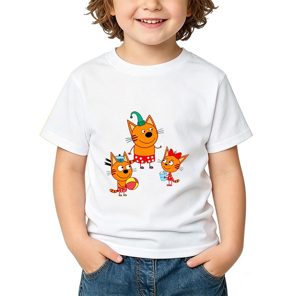 100% Хлопок Детская Футболка Kid-e-cats 2026 НОВИНКА Мультяшный Принт Детские Футболки Милые Повседневные Топы С Круглым Вырезом С Коротким Рукавом Летние Для Малышей