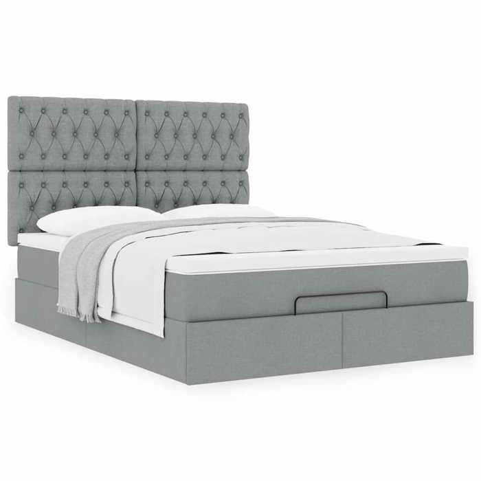 Maison Exclusive - Cadre de lit ottoman et matelas gris clair 140x200 cm tissu