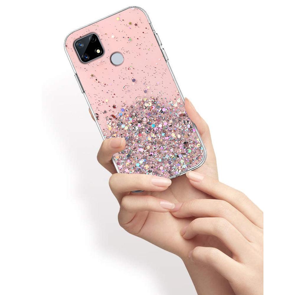 Realme 7i Case, Glittery, Pink