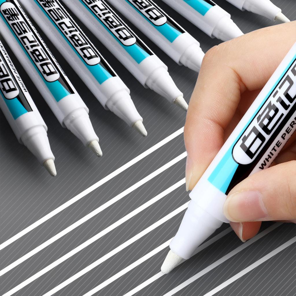 4 Pcs White Markers Paint Pens Oil-based Markers Long Tip Marker Permanent Markers for Rock Tire Glass Metal Painting