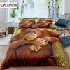 Gorilla Duvet Cover for Girls Boys Adults Brown Wild Animal Comforter Cover Nature Wildlife Duvet Cover for Bedroom Decoration