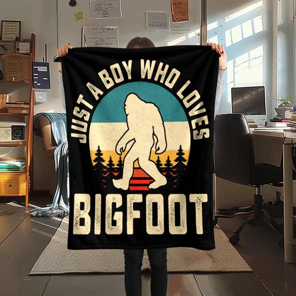 Bigfoot pattern Flannel Blanket, High quality Comfortable for All Seasons, Home Decor, Warmth and Comfort, Perfect for Gifts.