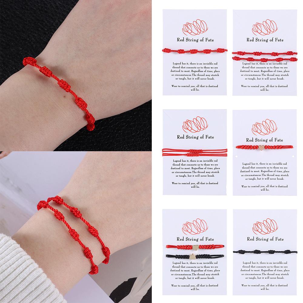 Тибетский браслет с регулируемой застежкой, ювелирные изделия, красный браслет на веревке, браслет из красной веревки, браслет с 7 узлами