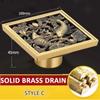 Square Antique Brass Floor Drain Bathroom Shower Insert Stopper Grates Waste Kitchen Floor Drain