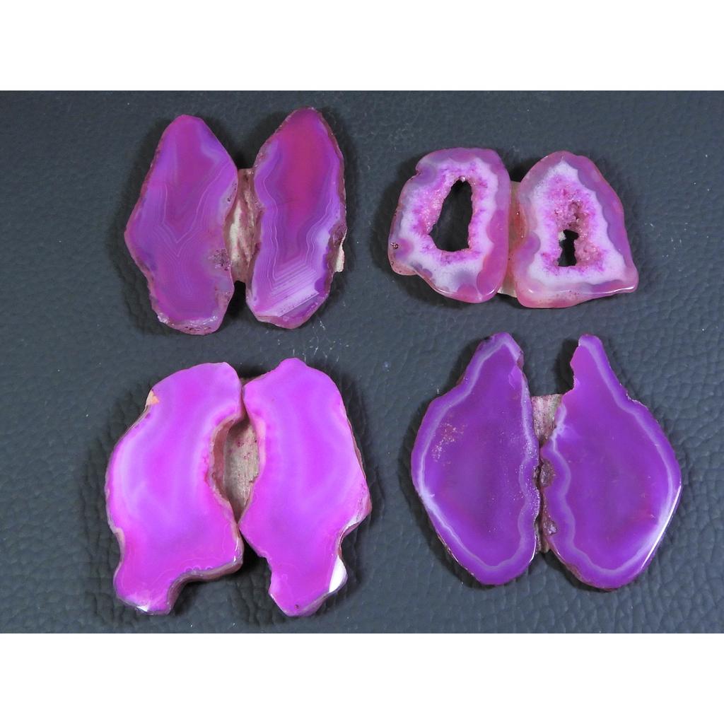 Окрашенный срез друзы агата, парный кабошон, рассыпной драгоценный камень, лот из 4 пар, 218 карат, A-730