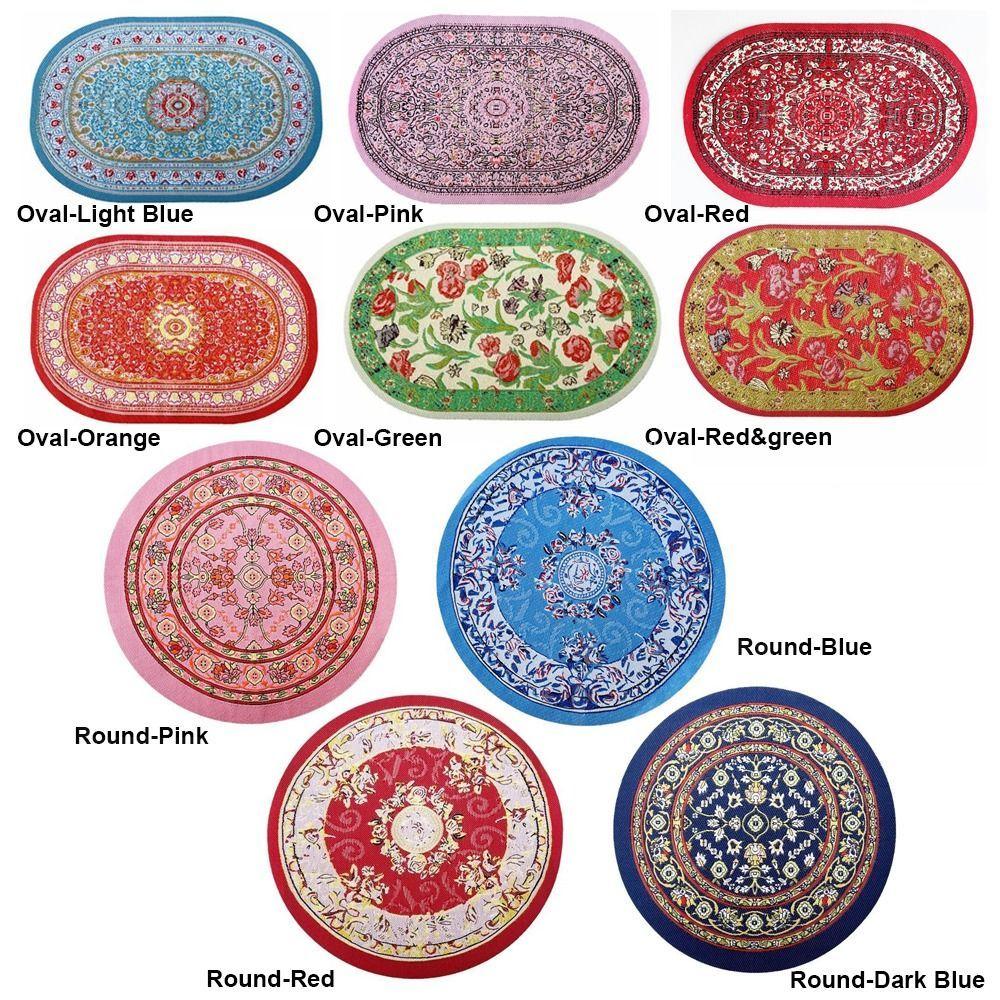 Multicolor Dollhouse Carpet Toy Doll Accessories Oval Round Miniature Weaving Rug Playing House Turkish Style Floor Covering Mat
