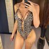 Леопардовый металлический лифчик с вырезом на шее, монокини, женский купальник, цельный купальник, женский купальник с высоким вырезом на ноге, купальный костюм, V3752