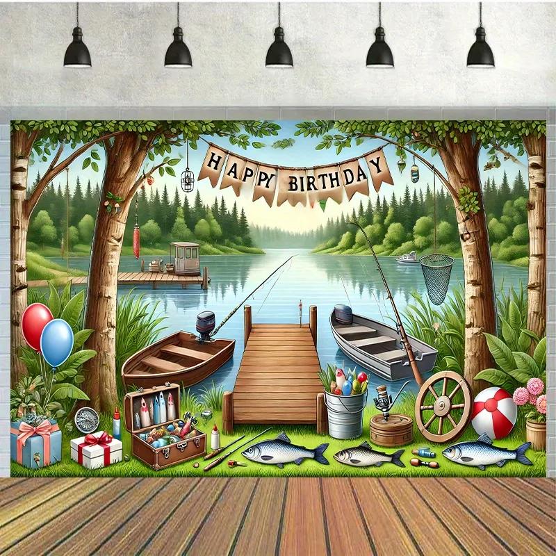 Beach fishing 7x5 feet polyester background cloth - Perfect for birthday partiesXY