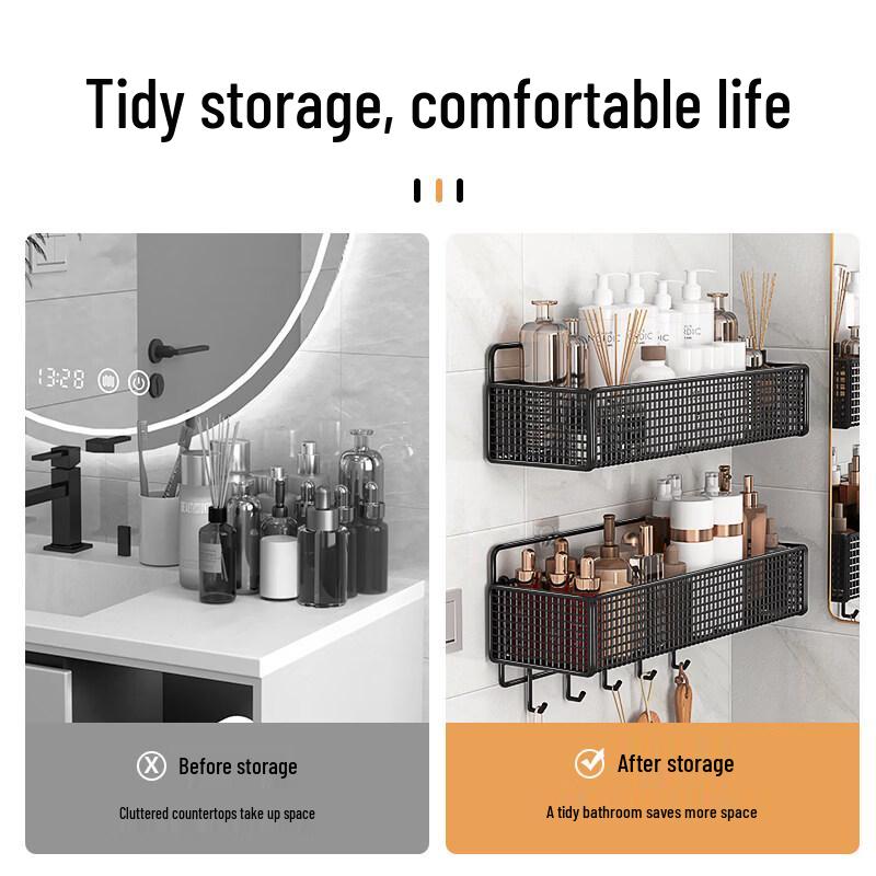 LIEI No-Drill Suction Cup Bathroom Storage Shelf