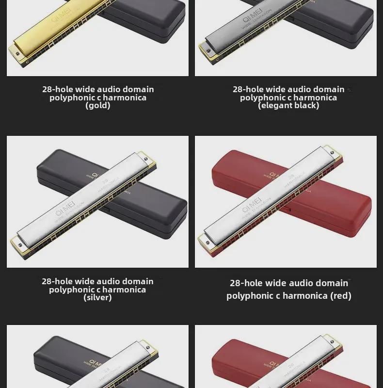 Chimei 28-Hole Wide Range Polyphonic C Harmonica for Beginners & Professionals