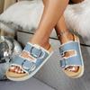 New Summer Sandals Women's Large-size Denim Buckle Outer Wear Thick-soled Slippers Can Be
