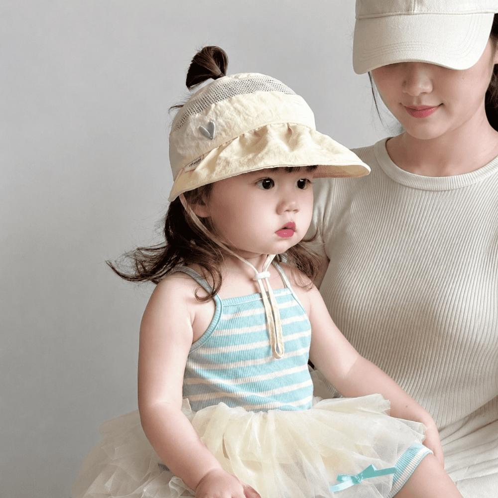Breathable Mesh Kids Cap Lightweight Large Brim Hat Cute Sun Hat Summer