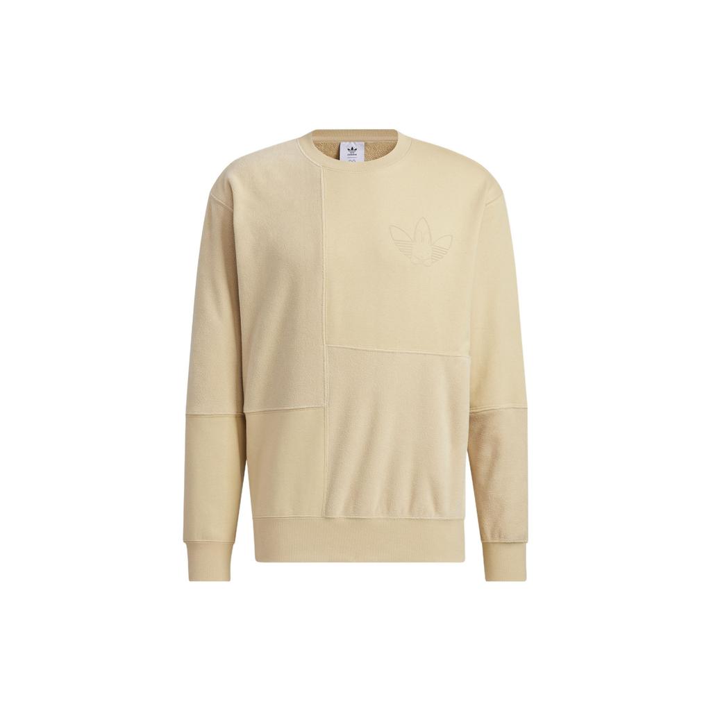 Adidas Оригинальный трилистник Miffy Collaboration Series с принтом логотипа, толстовка с круглым вырезом, мужские топы, льняные, цвета хаки, коричневые, HY7293