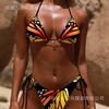Fashion sexy bikini vacation butterfly print tie bikini three-point new swimsuit women