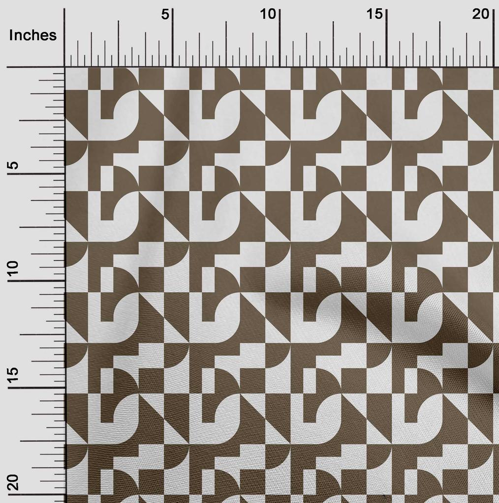 oneOone Cotton Flex Brown Fabric Geometrical Sewing Material Print Fabric By The Yard 40 Inch
