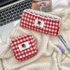 Plush Plaid Storage Bag Cute Stationery Storage Pouch Office/School Supplies